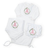 Georgia Pima Cotton Daygown for Girls White with Light Pink Piping