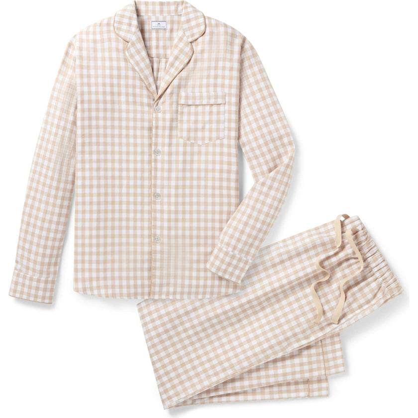 Men's Twill Pajama Set in Light Blue Gingham
