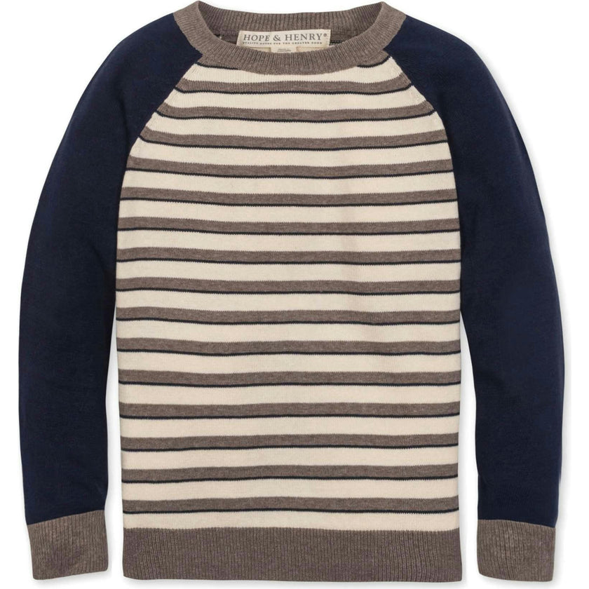 Organic Long Sleeve Raglan Sweater, Blue