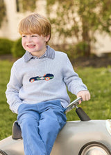 Long Sleeve Polo - Navy Stripe