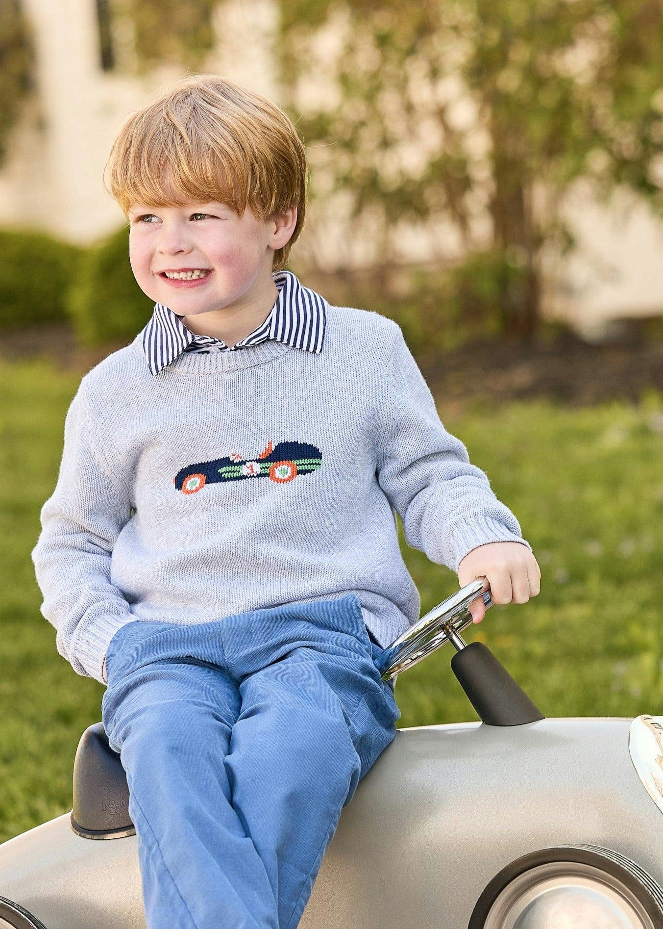 Long Sleeve Polo - Navy Stripe