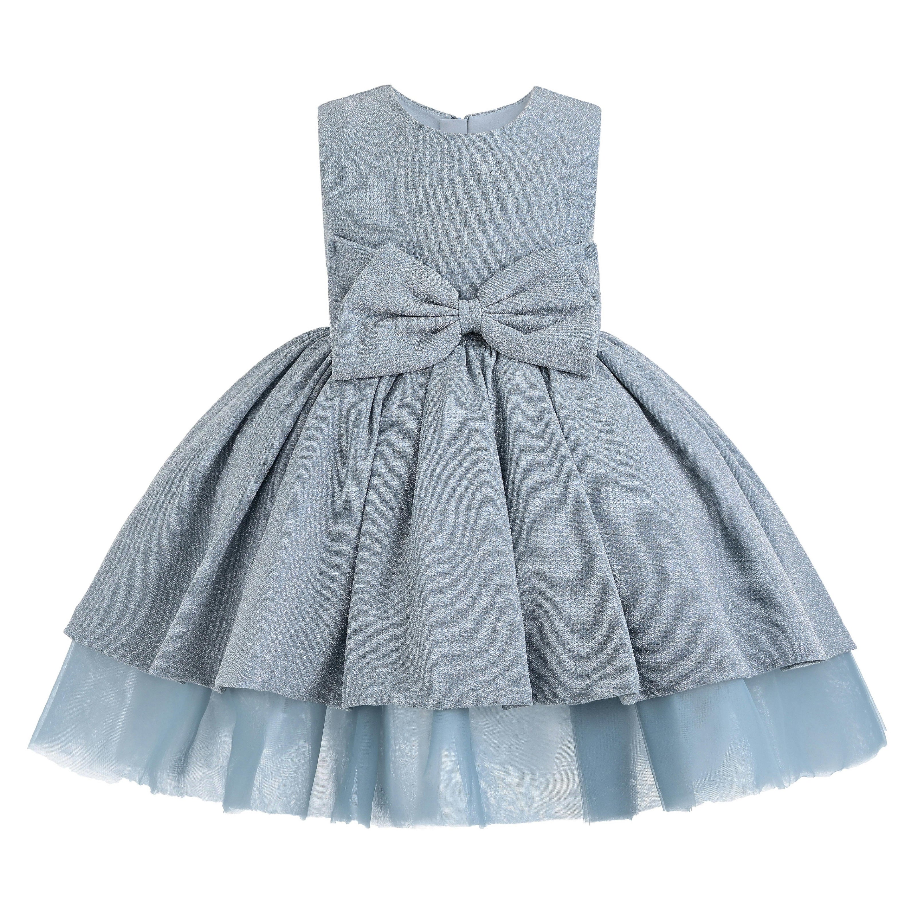 Blue Isalyn Glitter Bow Dress