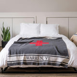 Custom Personalized Sustainable Knit Throw Blanket - Swiss Cross with Stripe