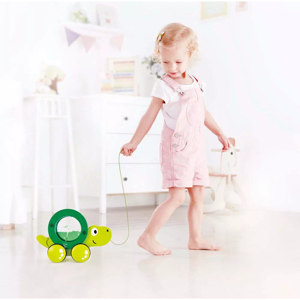 Hape: Pull Along - Tito - Wooden Green w/ Removable Water Swirling Shell