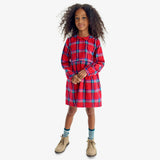 Kids long sleeve flannel dress in plaid