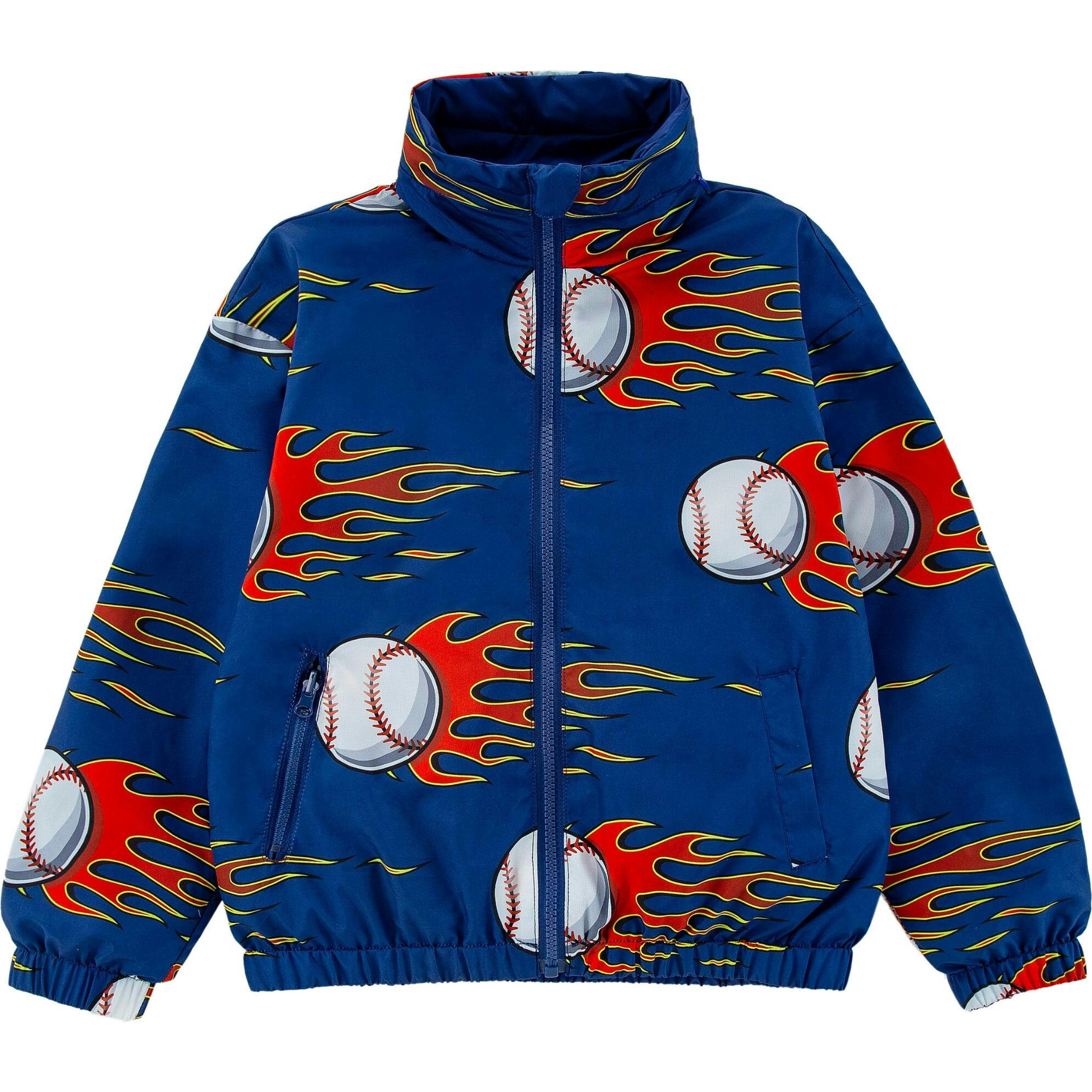 Max Reversible Rain Jacket Windbreaker, Baseball Fire
