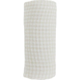 Cotton Muslin Swaddle Blanket - Tan Gingham