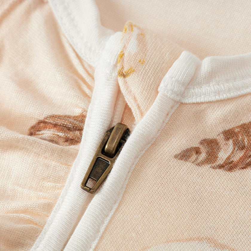 Seashells Bamboo Ruffle Zipper Footed Romper