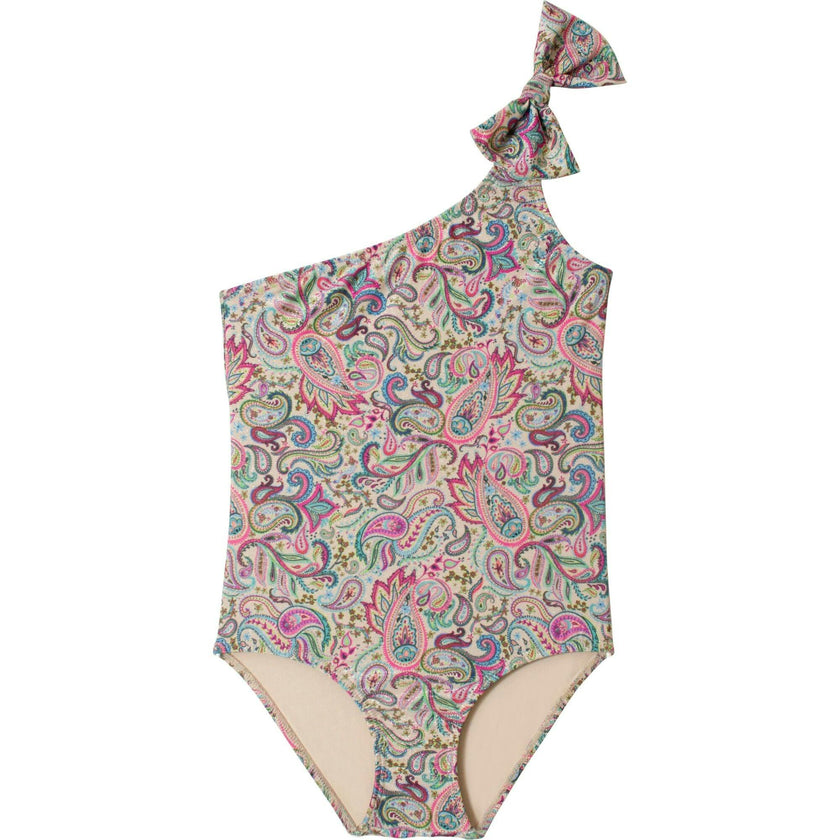 Paisley Coast One Shoulder Bow One Piece, Prints