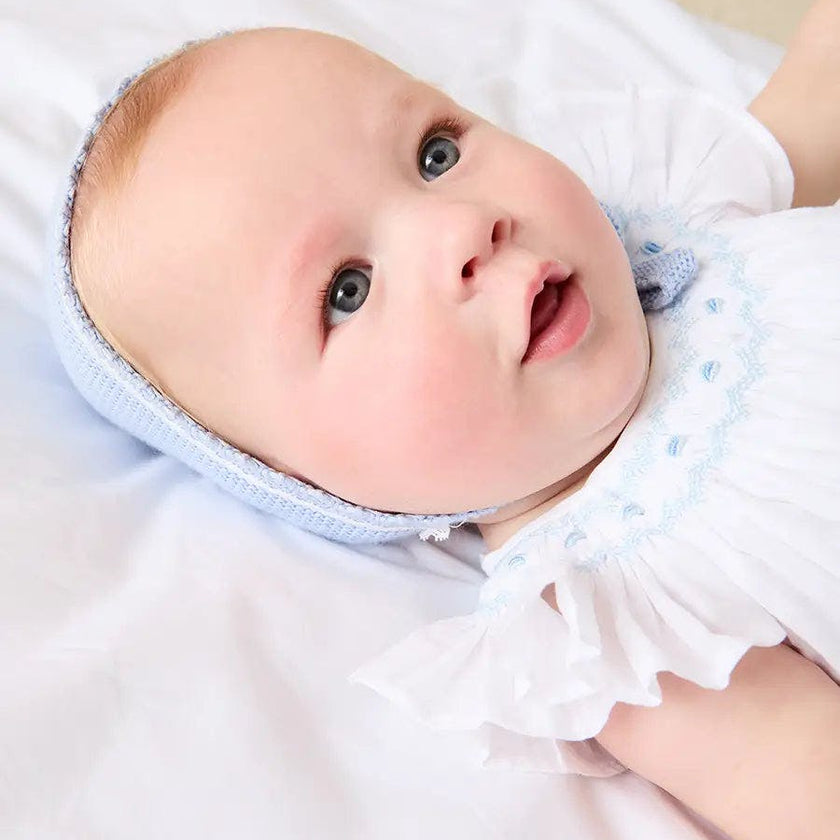 Hand Smocked Romper in Blue (3-18mths)