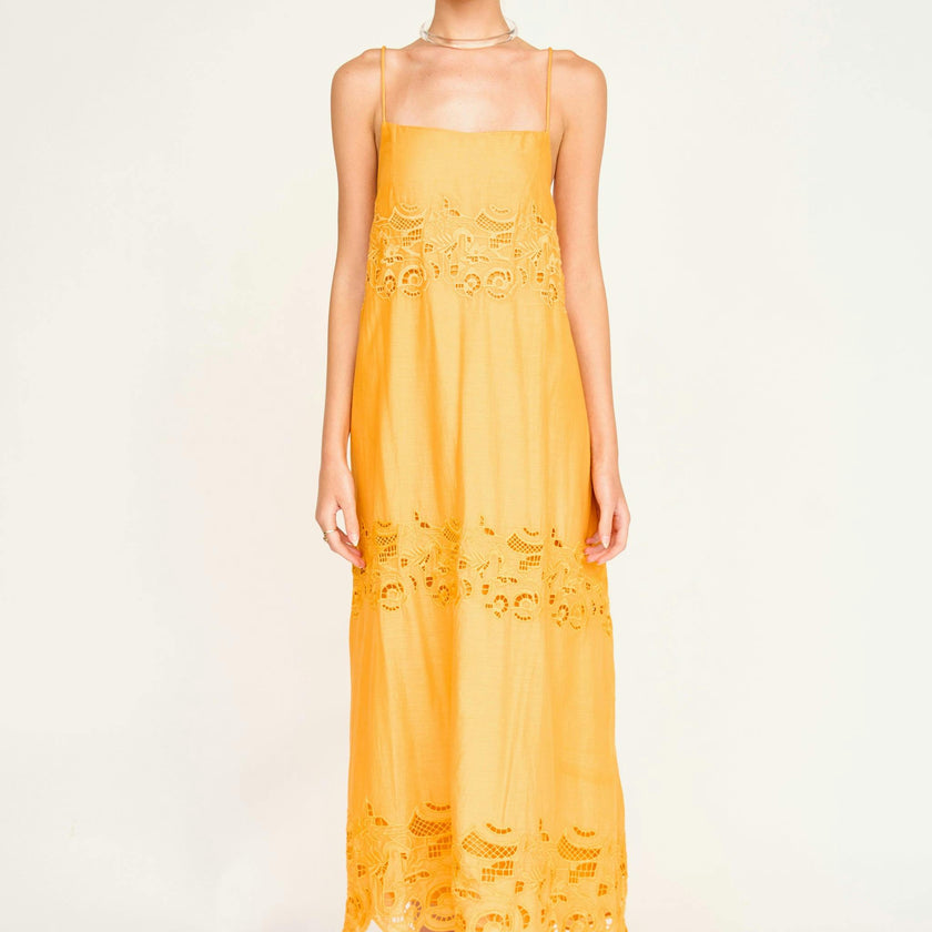 Ilio Dress in Marigold Embroidered Deco
