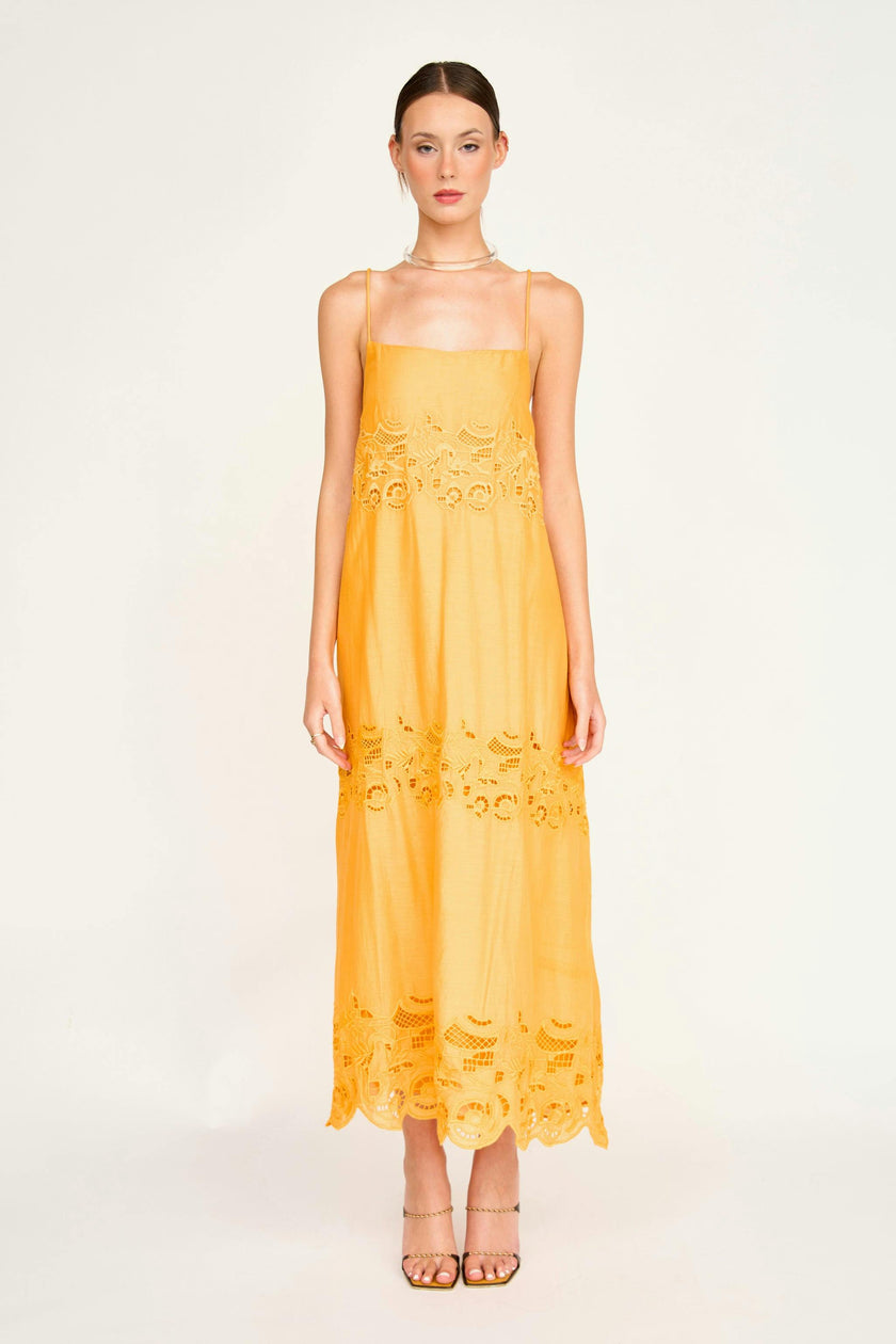 Ilio Dress in Marigold Embroidered Deco
