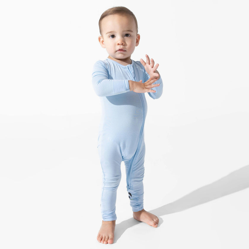 Sky Blue Bamboo Convertible Footie