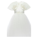White Hermione Embroidered Cape Dress