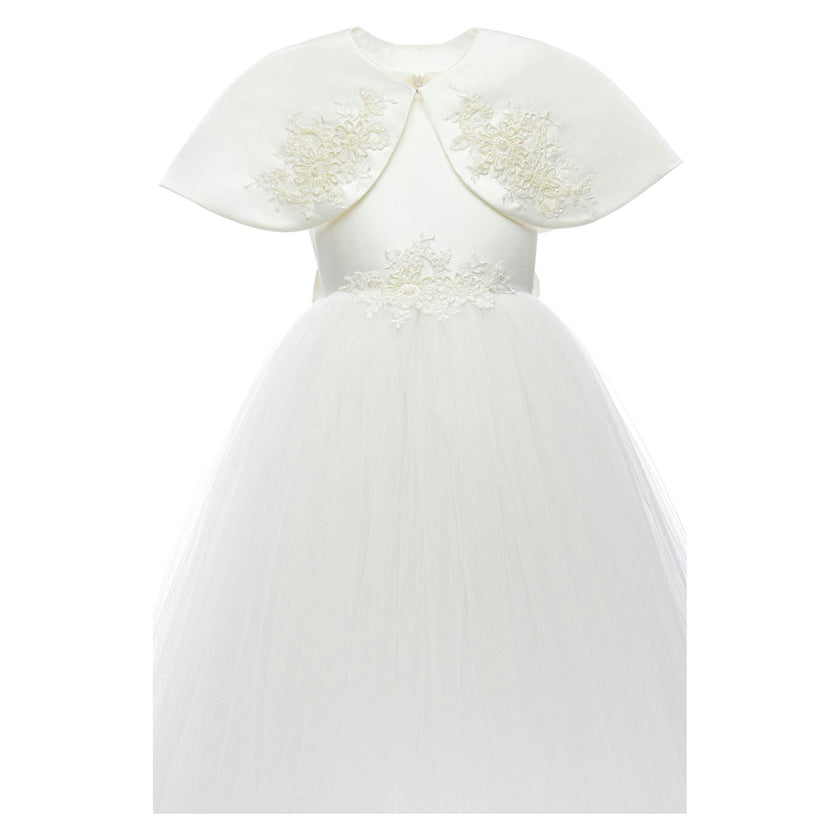White Hermione Embroidered Cape Dress