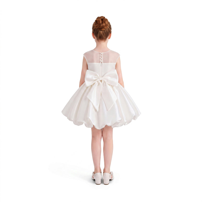 Ivory Zorina Party Dress with Floral Accent