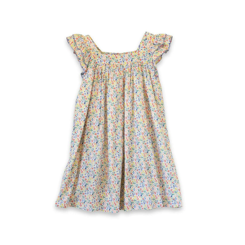 Girls Everly Square Neck Dress | Yellow Petal Confetti