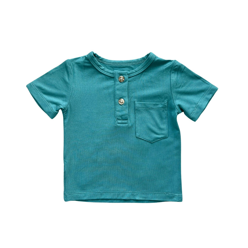 Boy's Short Sleeve Henley Shirt Retro Banner
