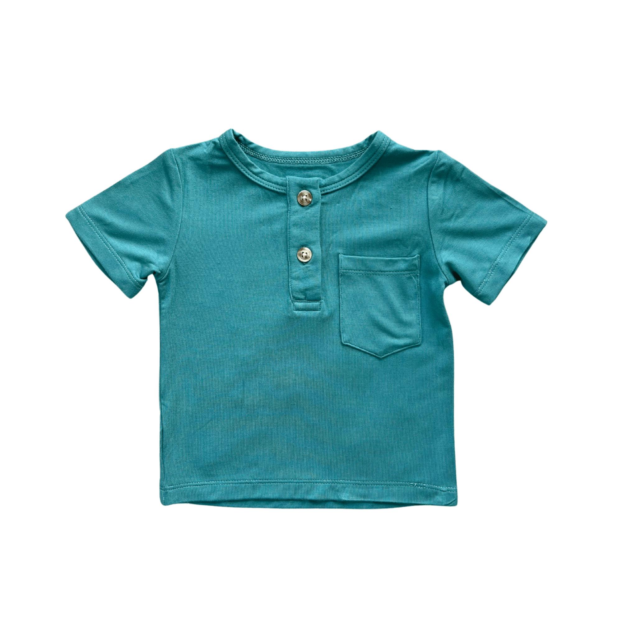 Boy's Short Sleeve Henley Shirt Retro Banner