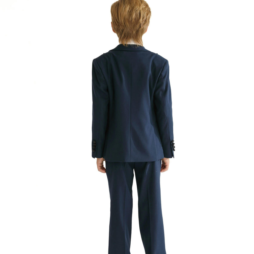 Navy Peak Lapel Trim Wool Suit
