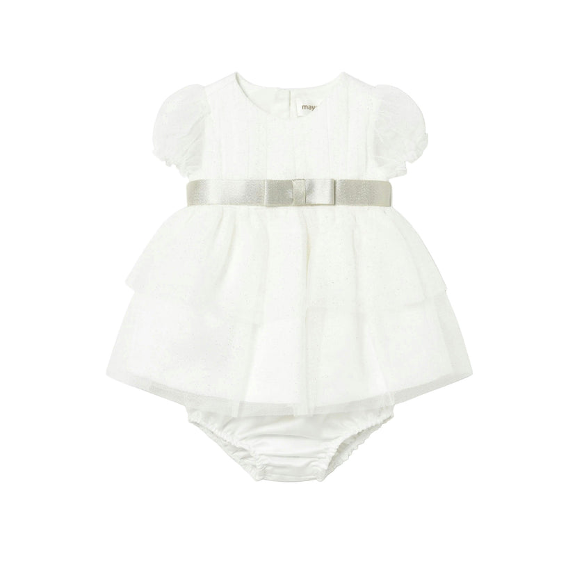 White Baby Dress With Bow Waistband