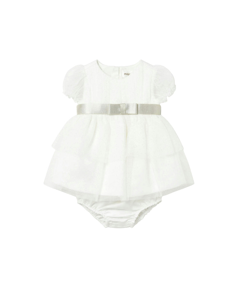 White Baby Dress With Bow Waistband