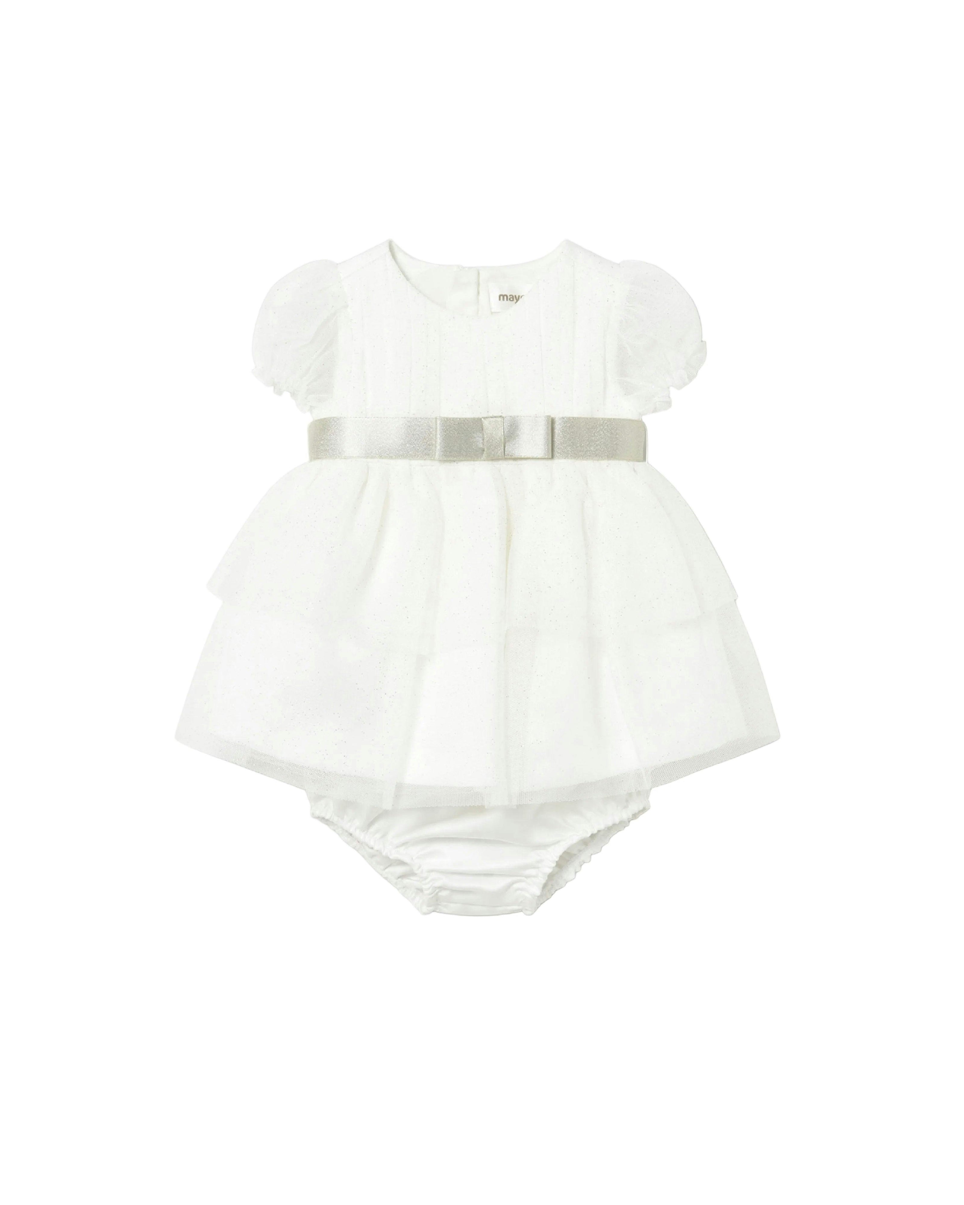 White Baby Dress With Bow Waistband