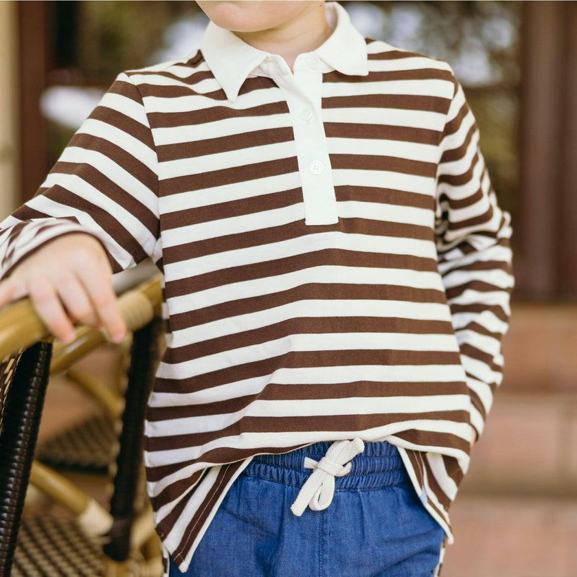 unisex cocoa stripe rugby shirt