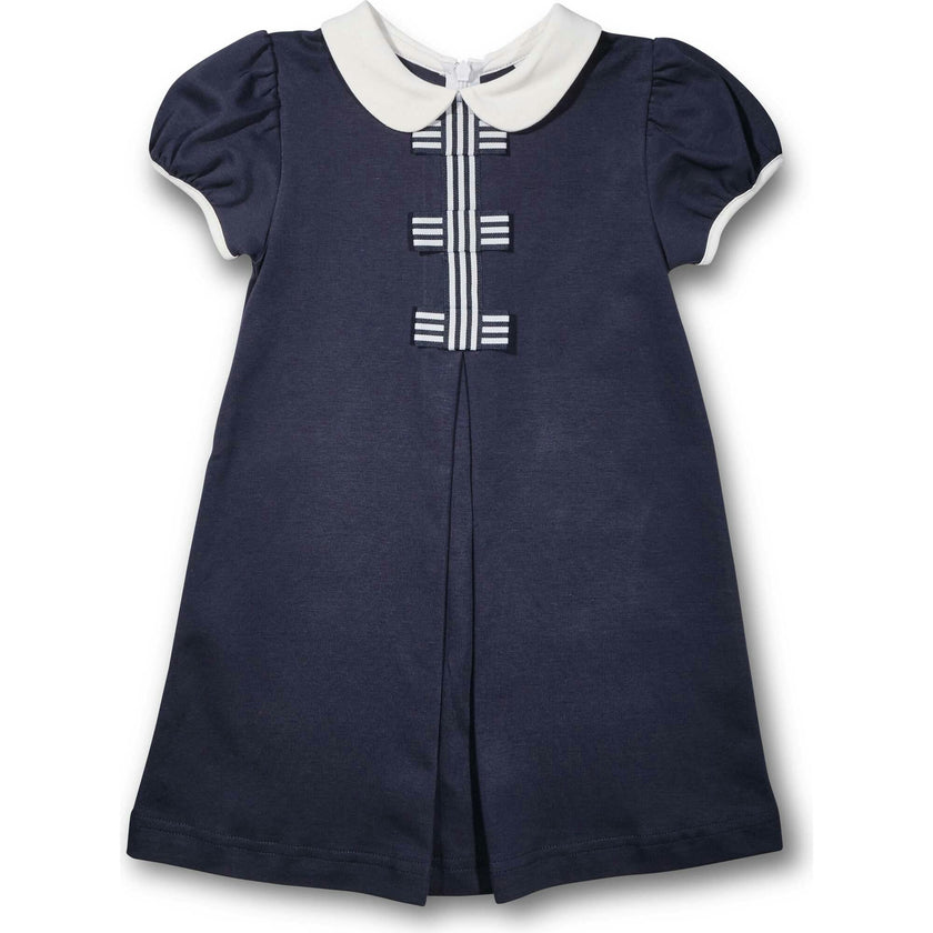 Knit Dress With Stripe Ribbon Bows