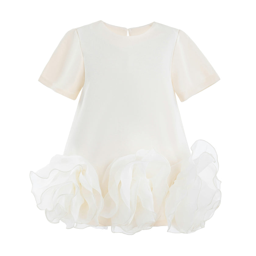 Beige Verina Ruffled Hem A-Line Dress