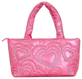 PINK SHINING HEART PUFFY OVERNIGHT BAG