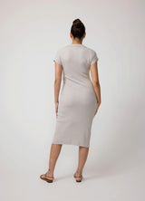 Cap Sleeve Collared Knit Maternity Midi Dress
