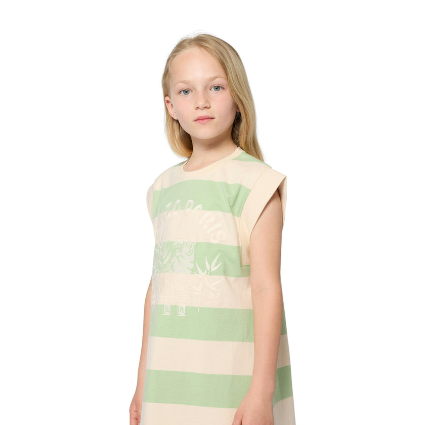 Light Green & Beige Kenzo Striped Dress