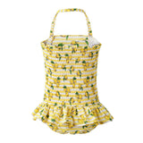 Lemon Stripe Ruched Swimsuit