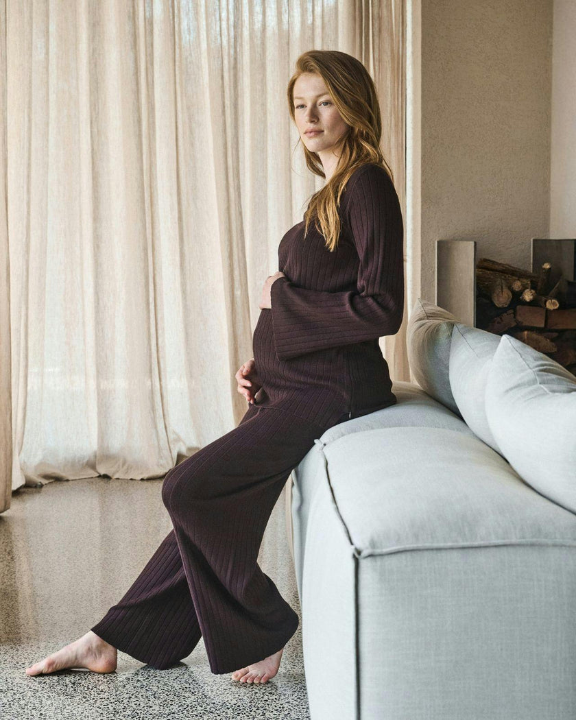 Dallas Rib Knit Pant  Cocoa