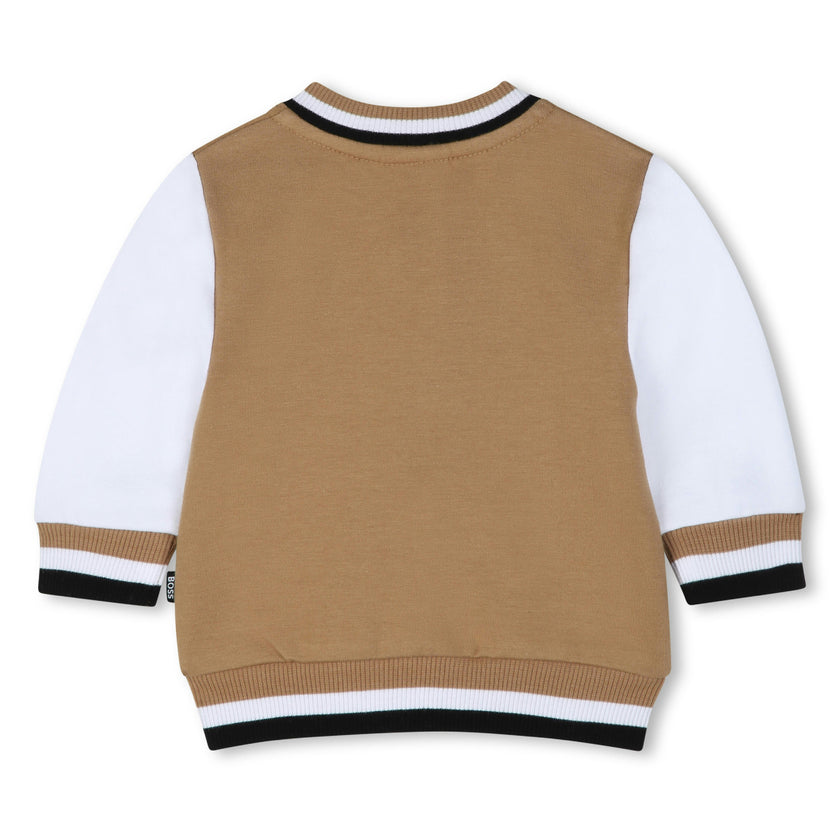 Beige Logo Baby Jacket Set