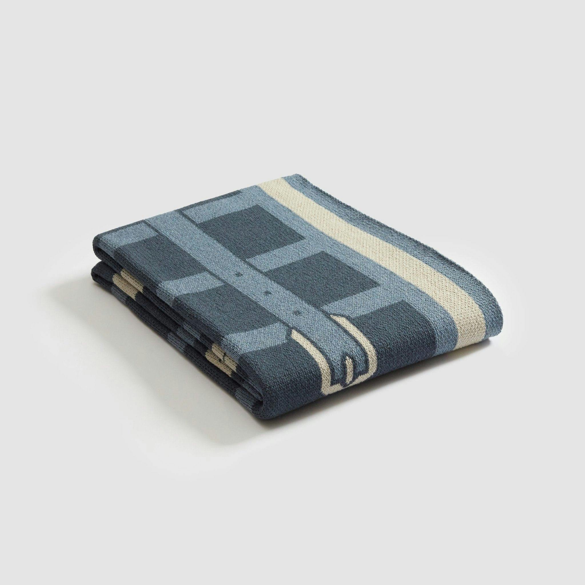 Cotton Sustainable Knit Throw Blanket - Equestrian Lattice