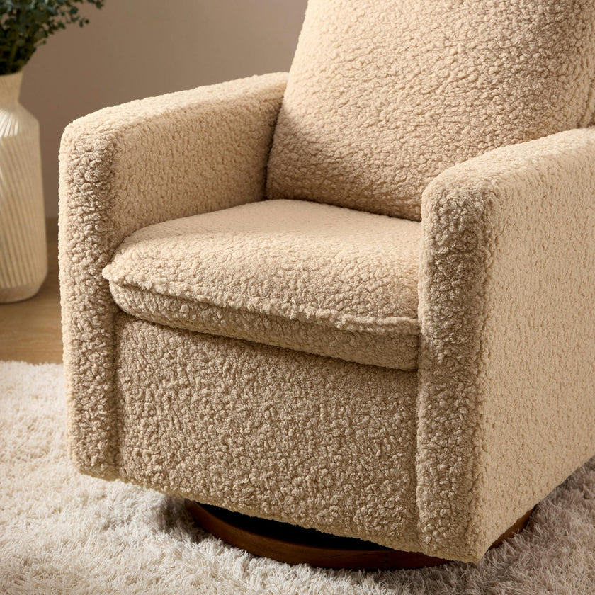 Cali Pillowback Shearling Swivel Glider