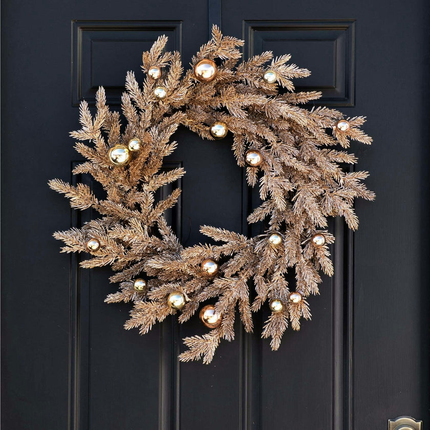 Metallic Glitter Vintage Style Holiday Front Door Wreath