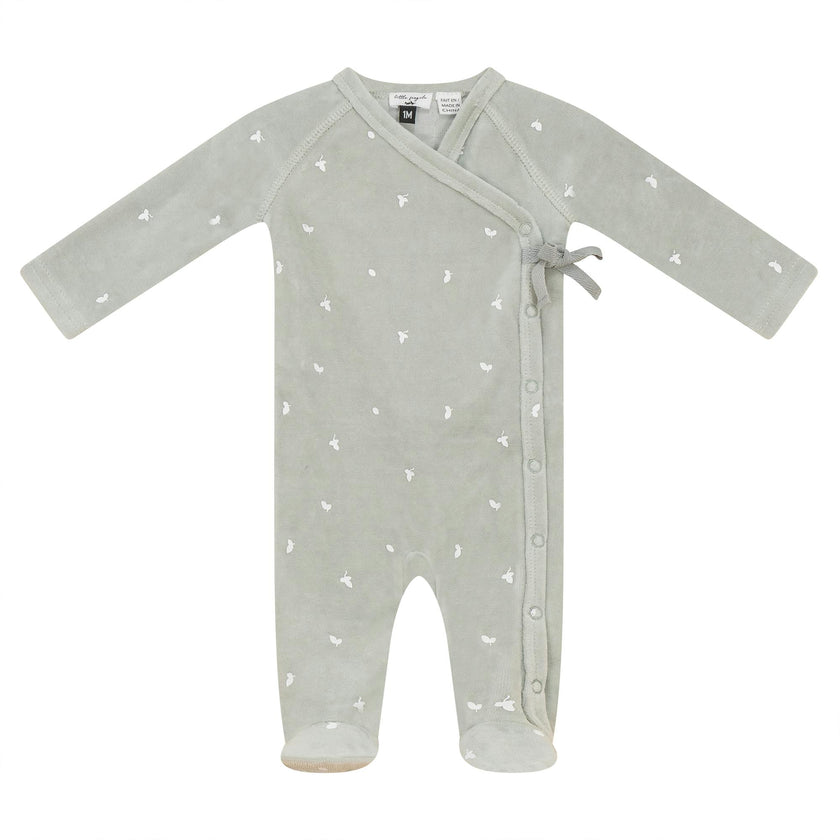 Cotton Velour Leaf Print Onesie
