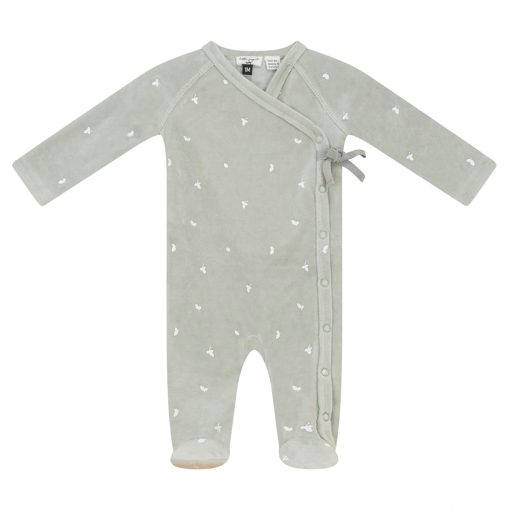 Cotton Velour Leaf Print Onesie