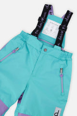 Two Piece Play Snowsuit Multicolored With A Diamond Pattern With Turquoise And Purple Pants