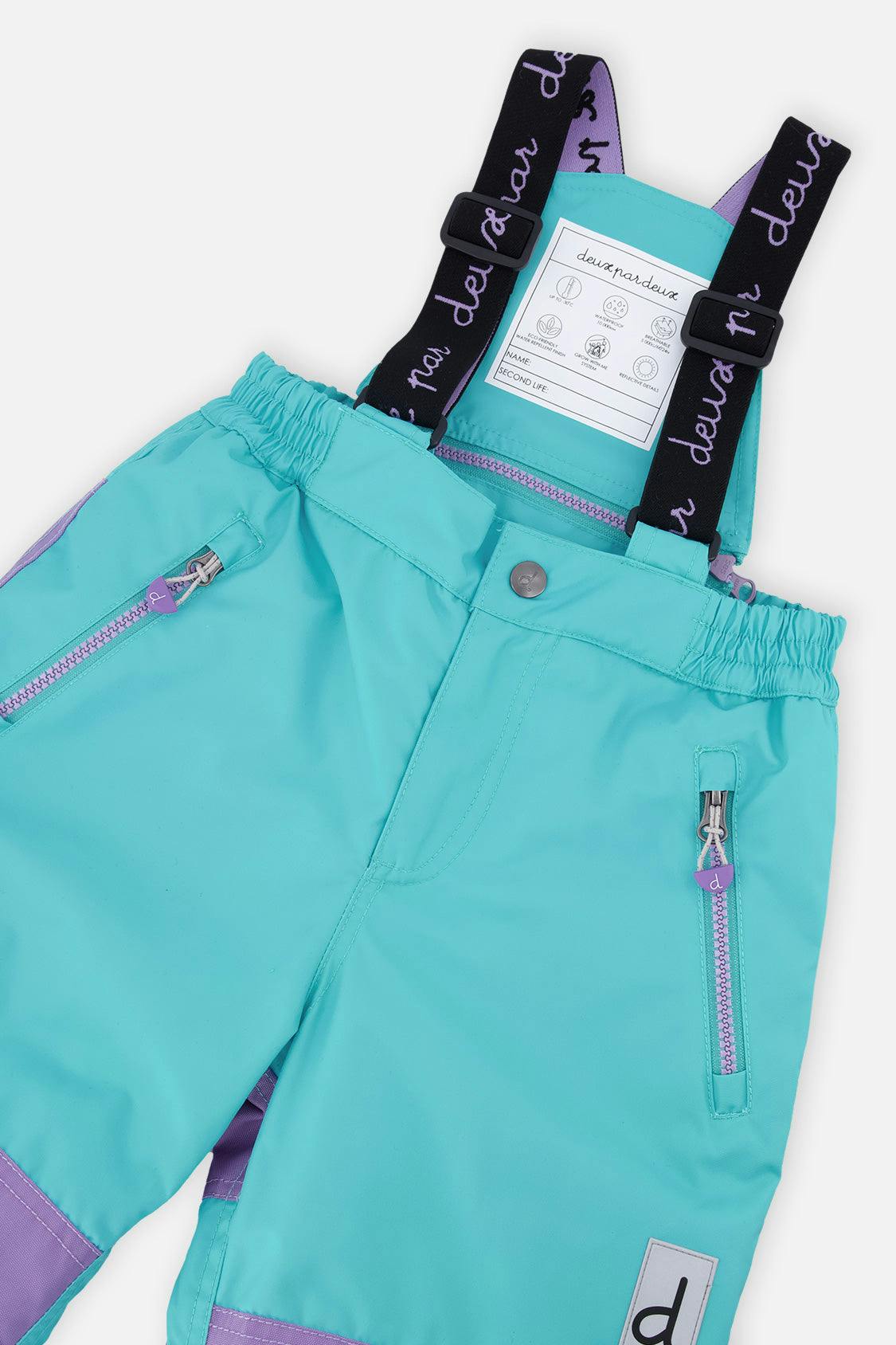 Two Piece Play Snowsuit Multicolored With A Diamond Pattern With Turquoise And Purple Pants