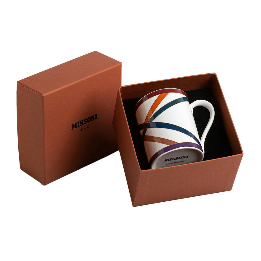 Mug Cup NASTRI in Luxury Box Multicolor diam. 3", H 3.9", cap. 12.5 oz