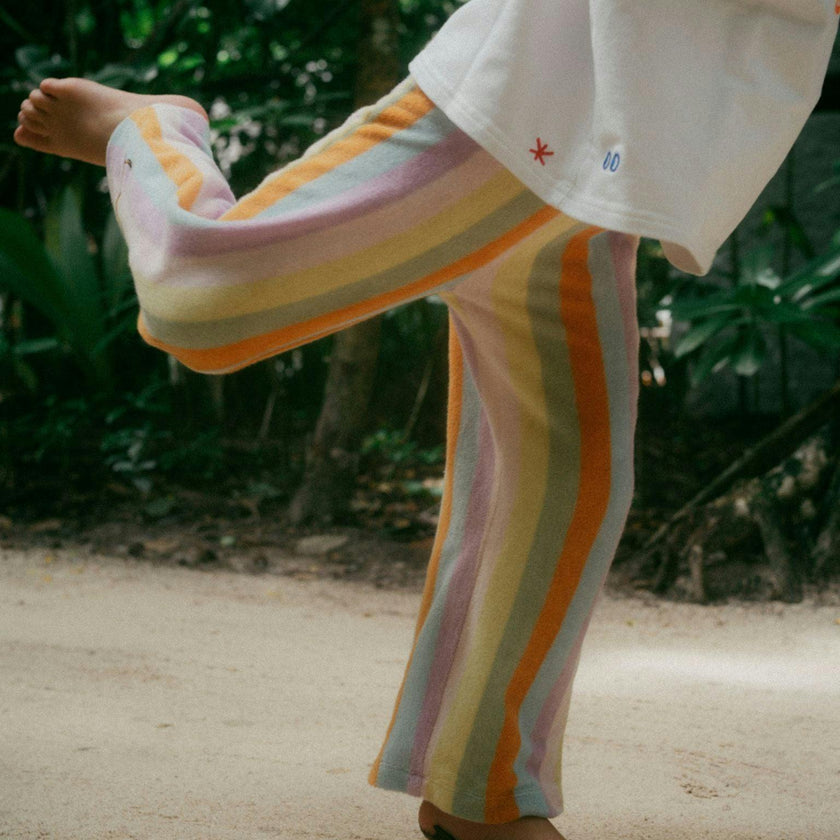 children's terry culotte pants - sunset stripes