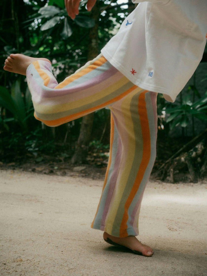 children's terry culotte pants - sunset stripes