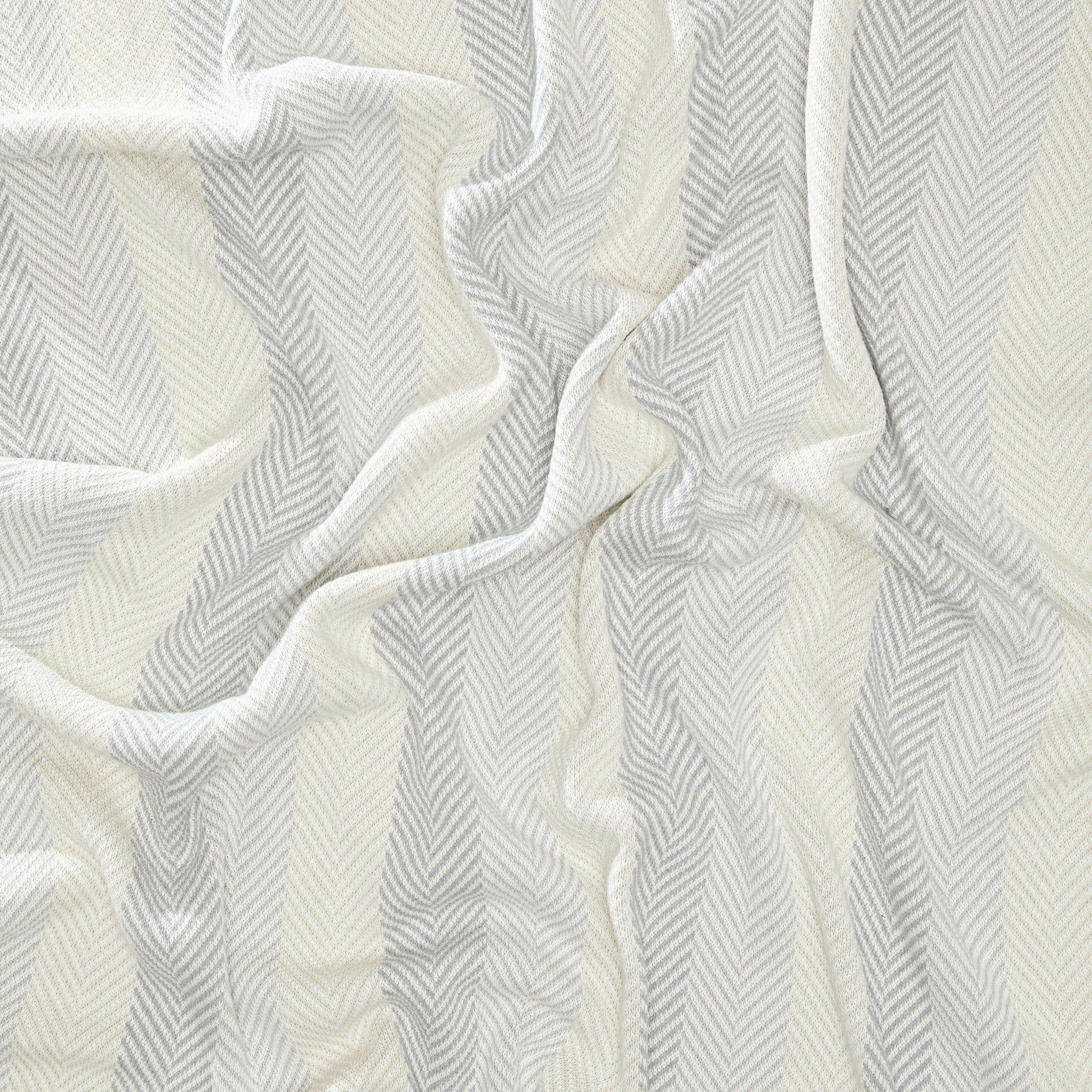 Cotton Sustainable Knit Striped | Chevron Throw Blanket - Herringbone Hues