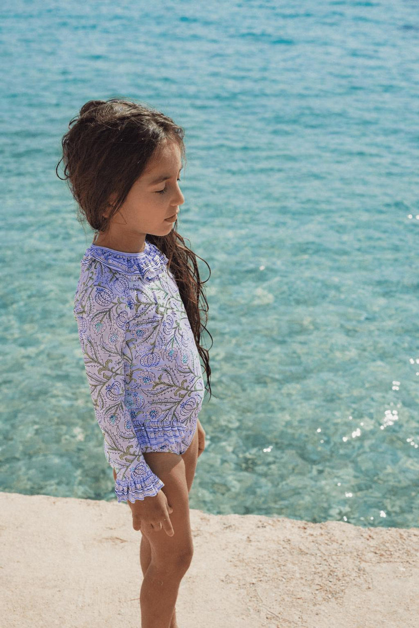 Long Sleeve One-Piece Swimsuit, Purple | POPPY BABY