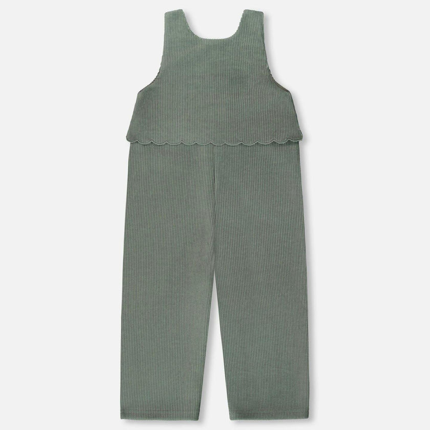 Stretch Velour Faux-Layered Overalls