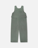 Stretch Velour Faux-Layered Overalls